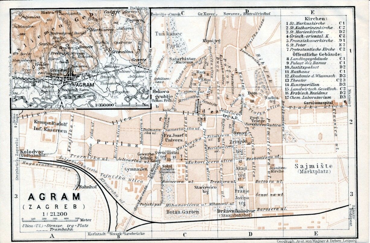 Mapa. Agram, Zagreb 1911. godine